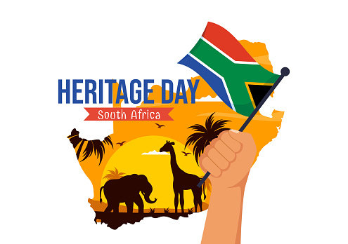 Happy Heritage Day South Africa Vector Illustration on September 24 with Waving Flag Background, Honoring African Culture and Traditions